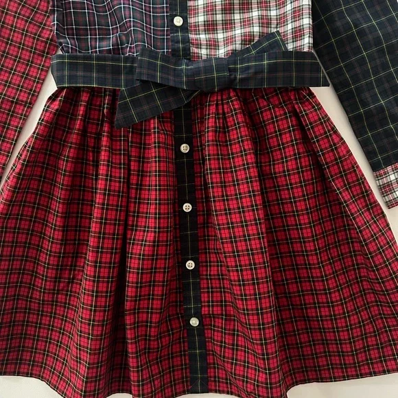 Polo Ralph Lauren Girls 5 Plaid Poplin Shirt Dress Holiday Christmas Red Blue - Picture 3 of 8